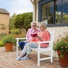 image:imageVINGLI 50 Outdoor Wood Bench Weatehr Resistant Wooden Garden Patio Bench with Comfortable Backrest amp Curved Armrest 800lb Capacity Loveseat for Front Porch Park Yard Deck White Dense SlattedWhite