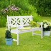 image:imageVINGLI 50 Outdoor Wood Bench Weatehr Resistant Wooden Garden Patio Bench with Comfortable Backrest amp Curved Armrest 800lb Capacity Loveseat for Front Porch Park Yard Deck White Dense SlattedWhite