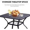 image:imageVINGLI 60 x 38 Rectangle Patio Table for 6 Metal Outdoor Dining Table with Umbrella Hole AllWeather Steel Patio Dining Table Outdoor Table for Lawn Garden Backyard Black L60 xW385 Pieces