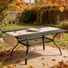 image:imageVINGLI 60 x 38 Rectangle Patio Table for 6 Metal Outdoor Dining Table with Umbrella Hole AllWeather Steel Patio Dining Table Outdoor Table for Lawn Garden Backyard Black L60 xW381 Rectangular Table
