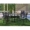 image:imageVINGLI 60 x 38 Rectangle Patio Table for 6 Metal Outdoor Dining Table with Umbrella Hole AllWeather Steel Patio Dining Table Outdoor Table for Lawn Garden Backyard Black L60 xW384 Chairs