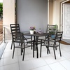 image:imageVINGLI 60 x 38 Rectangle Patio Table for 6 Metal Outdoor Dining Table with Umbrella Hole AllWeather Steel Patio Dining Table Outdoor Table for Lawn Garden Backyard Black L60 xW381 Table