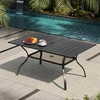 image:imageVINGLI 60 x 38 Rectangle Patio Table for 6 Metal Outdoor Dining Table with Umbrella Hole AllWeather Steel Patio Dining Table Outdoor Table for Lawn Garden Backyard Black L60 xW381 Rectangular Table