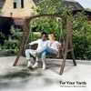 image:imageVINGLI 67FT Porch Swing Frame 1000LBS Heavy Duty AFrame Wooden Porch Swing Stand with Curved Arc Top for 5FT Porch Swing Large Swing Hanger for Garden Patio Backyard amp Indoor NaturalRustic