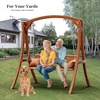 image:imageVINGLI 67FT Porch Swing Frame 1000LBS Heavy Duty AFrame Wooden Porch Swing Stand with Curved Arc Top for 5FT Porch Swing Large Swing Hanger for Garden Patio Backyard amp Indoor NaturalBrown