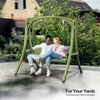 image:imageVINGLI 67FT Porch Swing Frame 1000LBS Heavy Duty AFrame Wooden Porch Swing Stand with Curved Arc Top for 5FT Porch Swing Large Swing Hanger for Garden Patio Backyard amp Indoor NaturalGreen