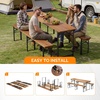 image:imageVINGLI 70 Inch Folding Picnic Tables with Benches Set WeatherResistant Wooden Beer Garden Table Bench 3Piece Portable Fold Up Camping BBQ TableWalnut ColorWalnut Color