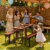 image:imageVINGLI 70 Inch Folding Picnic Tables with Benches Set WeatherResistant Wooden Beer Garden Table Bench 3Piece Portable Fold Up Camping BBQ TableWalnut ColorWalnut Color