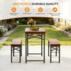 image:imageVINGLI 70 Inch Folding Picnic Tables with Benches Set WeatherResistant Wooden Beer Garden Table Bench 3Piece Portable Fold Up Camping BBQ TableWalnut ColorWalnut Color
