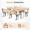 image:imageVINGLI 70 Inch Folding Picnic Tables with Benches Set WeatherResistant Wooden Beer Garden Table Bench 3Piece Portable Fold Up Camping BBQ TableWalnut ColorNatural Wood Color