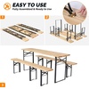 image:imageVINGLI 70 Inch Folding Picnic Tables with Benches Set WeatherResistant Wooden Beer Garden Table Bench 3Piece Portable Fold Up Camping BBQ TableWalnut ColorNatural Wood Color
