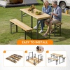 image:imageVINGLI 70 Inch Folding Picnic Tables with Benches Set WeatherResistant Wooden Beer Garden Table Bench 3Piece Portable Fold Up Camping BBQ TableWalnut ColorNatural Wood Color