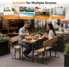 image:imageVINGLI 70 Inch Folding Picnic Tables with Benches Set WeatherResistant Wooden Beer Garden Table Bench 3Piece Portable Fold Up Camping BBQ TableWalnut ColorNatural Wood Color