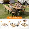 image:imageVINGLI 70 Inch Folding Picnic Tables with Benches Set WeatherResistant Wooden Beer Garden Table Bench 3Piece Portable Fold Up Camping BBQ TableWalnut ColorNatural Wood Color