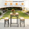 image:imageVINGLI 70 Inch Folding Picnic Tables with Benches Set WeatherResistant Wooden Beer Garden Table Bench 3Piece Portable Fold Up Camping BBQ TableWalnut ColorNatural Wood Color