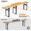 image:imageVINGLI 70 Inch Folding Picnic Tables with Benches Set WeatherResistant Wooden Beer Garden Table Bench 3Piece Portable Fold Up Camping BBQ TableWalnut ColorNatural Wood Color