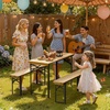 image:imageVINGLI 70 Inch Folding Picnic Tables with Benches Set WeatherResistant Wooden Beer Garden Table Bench 3Piece Portable Fold Up Camping BBQ TableWalnut ColorNatural Wood Color