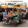 image:imageVINGLI 70 Inch Folding Picnic Tables with Benches Set WeatherResistant Wooden Beer Garden Table Bench 3Piece Portable Fold Up Camping BBQ TableWalnut ColorWalnut Color