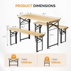 image:imageVINGLI 70 Inch Folding Picnic Tables with Benches Set WeatherResistant Wooden Beer Garden Table Bench 3Piece Portable Fold Up Camping BBQ TableWalnut ColorNatural Wood Color