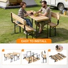 image:imageVINGLI 70 Inch Folding Picnic Tables with Benches Set WeatherResistant Wooden Beer Garden Table Bench 3Piece Portable Fold Up Camping BBQ TableWalnut ColorNatural Wood Color