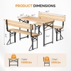 image:imageVINGLI 70 Inch Folding Picnic Tables with Benches Set WeatherResistant Wooden Beer Garden Table Bench 3Piece Portable Fold Up Camping BBQ TableWalnut ColorNatural Wood Color