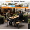 image:imageVINGLI 70 Inch Folding Picnic Tables with Benches Set WeatherResistant Wooden Beer Garden Table Bench 3Piece Portable Fold Up Camping BBQ TableWalnut ColorNatural Wood Color