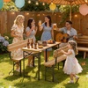 image:imageVINGLI 70 Inch Folding Picnic Tables with Benches Set WeatherResistant Wooden Beer Garden Table Bench 3Piece Portable Fold Up Camping BBQ TableWalnut ColorNatural Wood Color