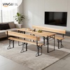 image:imageVINGLI 70 Inch Folding Picnic Tables with Benches Set WeatherResistant Wooden Beer Garden Table Bench 3Piece Portable Fold Up Camping BBQ TableWalnut ColorNatural Wood Color