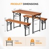 image:imageVINGLI 70 Inch Folding Picnic Tables with Benches Set WeatherResistant Wooden Beer Garden Table Bench 3Piece Portable Fold Up Camping BBQ TableWalnut ColorWalnut Color