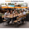 image:imageVINGLI 70 Inch Folding Picnic Tables with Benches Set WeatherResistant Wooden Beer Garden Table Bench 3Piece Portable Fold Up Camping BBQ TableWalnut ColorNatural Wood Color