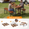image:imageVINGLI 70 Inch Folding Picnic Tables with Benches Set WeatherResistant Wooden Beer Garden Table Bench 3Piece Portable Fold Up Camping BBQ TableWalnut ColorWalnut Color