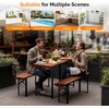 image:imageVINGLI 70 Inch Folding Picnic Tables with Benches Set WeatherResistant Wooden Beer Garden Table Bench 3Piece Portable Fold Up Camping BBQ TableWalnut ColorWalnut Color