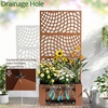 image:imageVINGLI 71 H Metal Raised Garden Bed with Trellis Outdoor Planter Box for Climbing Vegetables Fruits and Flowers Privacy Screen for Backyard Patio Balcony Brown