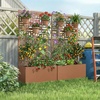 image:imageVINGLI 71H Metal Raised Garden Bed with Trellis Outdoor Planter Box for Climbing Vegetables Fruits and Flowers Privacy Screen for Backyard Patio Balcony Brownbrown