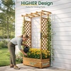 image:imageVINGLI 72 in Raised Garden Bed with Trellis amp Hanging Roof Wooden Elevated Planter Box with Drainage Holes for Outdoor Climbing Plants Vegetables Flowers Patio Yard Balcony Teak Color