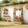 image:imageVINGLI 72 in Raised Garden Bed with Trellis amp Hanging Roof Wooden Elevated Planter Box with Drainage Holes for Outdoor Climbing Plants Vegetables Flowers Patio Yard Balcony Teak Color