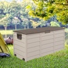 image:imageVINGLI 75 Gallon Outdoor Storage Box Patio Deck Box Furniture with Rolling Wheels Plastic Storage Containers with Lockable Design For Garden Yard Balcony All BlackBrown