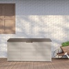 image:imageVINGLI 75 Gallon Resin Outdoor Deck Box 75 Gallon Patio Storage Box with Side Handles Lockable Storage Containers for Patio Furniture Cushions Pool Accessories Garden Tools BlackCoffee