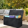 image:imageVINGLI 75 Gallon Resin Outdoor Deck Box 75 Gallon Patio Storage Box with Side Handles Lockable Storage Containers for Patio Furniture Cushions Pool Accessories Garden Tools BlackFull Black