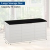 image:imageVINGLI 75 Gallon Resin Outdoor Deck Box 75 Gallon Patio Storage Box with Side Handles Lockable Storage Containers for Patio Furniture Cushions Pool Accessories Garden Tools BlackWhite