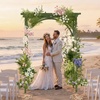 image:imageVINGLI 85in Wooden Arbor Wedding Arch for Ceremony Wood Trellis for Plant Climbing Christmas Decor Pergola for Garden Backyard Lawn BlackOlive Green