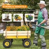 image:imageVINGLI Cargo Wagon Cart for Kids All Terrain Wagon with Wood Railing 10inch Pneumatic Turf Tires Children Garden Outdoor Red OrangeYellow