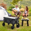 image:imageVINGLI Collapsible Wagons Carts Heavy Duty Foldable Utility Garden Grocery Shopping Cart with Big AllTerrain Beach Wheels amp Drink Holders with 220lbs Weight Capacity BlackGray
