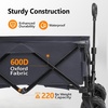 image:imageVINGLI Collapsible Wagons Carts Heavy Duty Foldable Utility Garden Grocery Shopping Cart with Big AllTerrain Beach Wheels amp Drink Holders with 220lbs Weight Capacity BlackGray