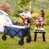 image:imageVINGLI Collapsible Wagons Carts Heavy Duty Foldable Utility Garden Grocery Shopping Cart with Big AllTerrain Beach Wheels amp Drink Holders with 220lbs Weight Capacity BlackBlue