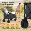 image:imageVINGLI Collapsible Wagons Carts Heavy Duty Foldable Utility Garden Grocery Shopping Cart with Big AllTerrain Beach Wheels amp Drink Holders with 220lbs Weight Capacity BlackGray