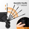 image:imageVINGLI Collapsible Wagons Carts Heavy Duty Foldable Utility Garden Grocery Shopping Cart with Big AllTerrain Beach Wheels amp Drink Holders with 220lbs Weight Capacity BlackBlack