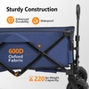 image:imageVINGLI Collapsible Wagons Carts Heavy Duty Foldable Utility Garden Grocery Shopping Cart with Big AllTerrain Beach Wheels amp Drink Holders with 220lbs Weight Capacity BlackBlue