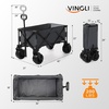 image:imageVINGLI Collapsible Wagons Carts Heavy Duty Foldable Utility Garden Grocery Shopping Cart with Big AllTerrain Beach Wheels amp Drink Holders with 220lbs Weight Capacity BlackGray