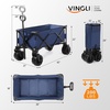 image:imageVINGLI Collapsible Wagons Carts Heavy Duty Foldable Utility Garden Grocery Shopping Cart with Big AllTerrain Beach Wheels amp Drink Holders with 220lbs Weight Capacity BlackBlue